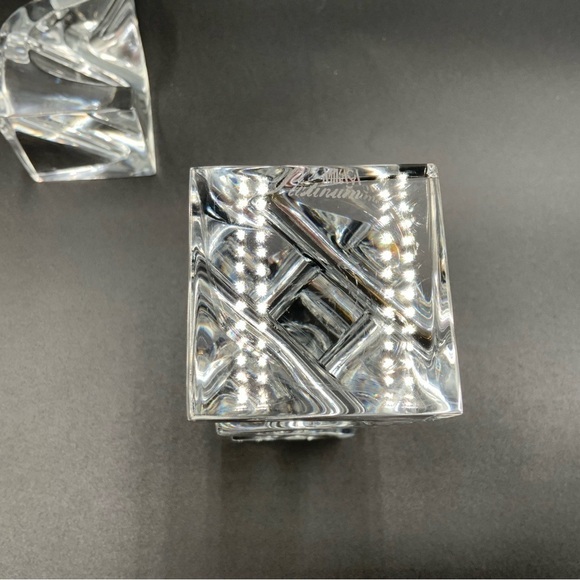 Pair Of Mikasa Platinum Prism Crystal Candleholder 5-3/8"H - Picture 6 of 8